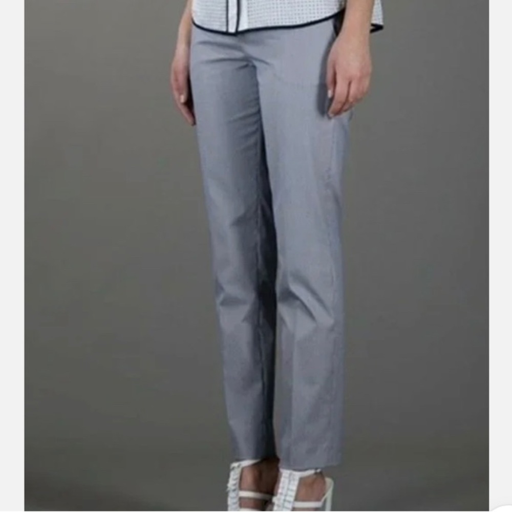 RED VALENTINO Mini Houndstooth Mid Waist Chino White Grey Blue Pants sz‎ 40